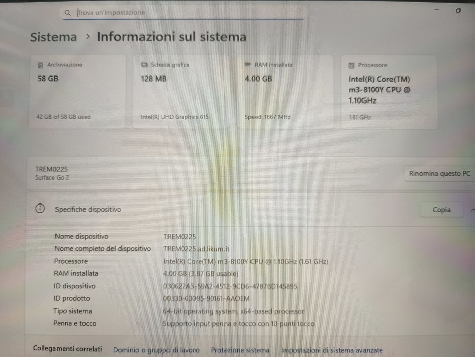 Microsoft Surface Go2 intel gen8 4Gb 64Gb