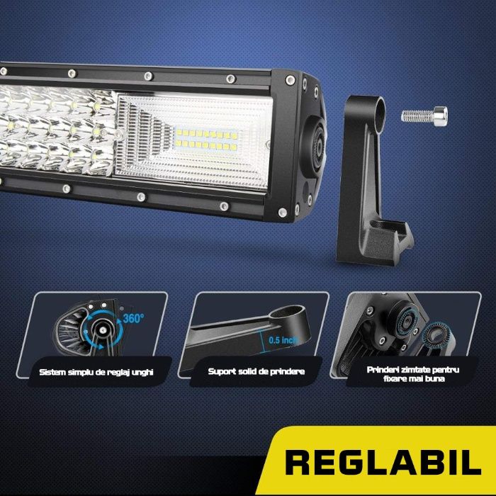LED BAR auto 324W - LEDURI pe 3 Randuri - COMBO 12V - lungime 54 Cm