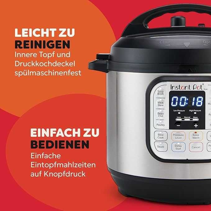 Мултикукър Instant Pot Duo 8л, 1200W, 13 автоматични програми, 37,6x33,5x35,6см