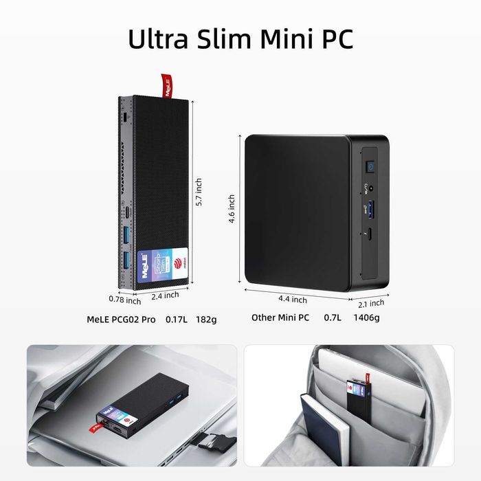Карманный Мини ПК MeLE PCG02 Pro Fanless Mini PC Stick N100 8/128GB