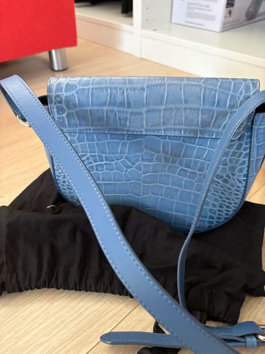 Geanta albastra piele, Massimo Dutti