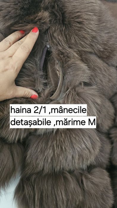Haina blana vulpe mâneci detasabile