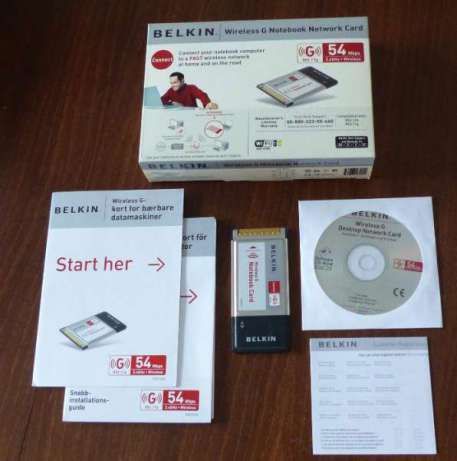 Wi-Fi Карта за 32-Bit Cardbus слот НОВА 60m. обхват Belkin Notebook