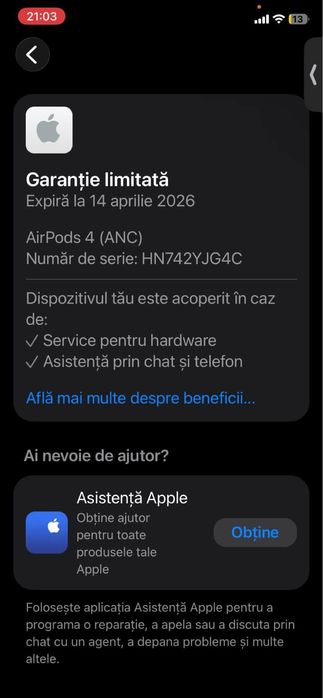AirPods 4 ANC, ca noi, garantie