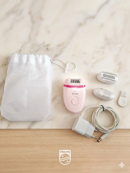 Розов епилатор Philips с аксесоари (пълен комплект)
