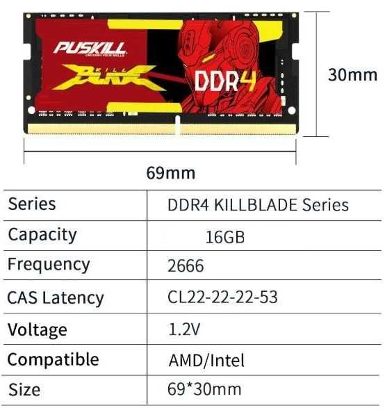 Laptop RAM 16GB DDR4 2666MHz Памет за Лаптоп Intel/AMD 260-pin SODIMM