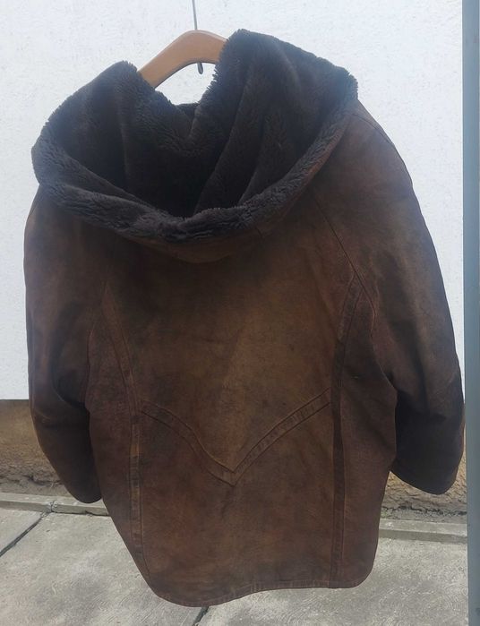 Cojoc dama Piele intoarsa cu gluga XXL