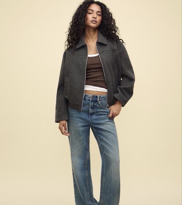 STRADIVARIUS тъмно сиво бомбър яке