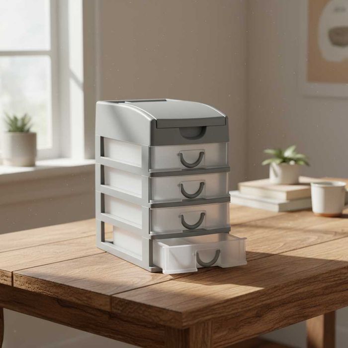 Organizator de birou cu 4 sertare depozitare accesorii cosmetice hobby