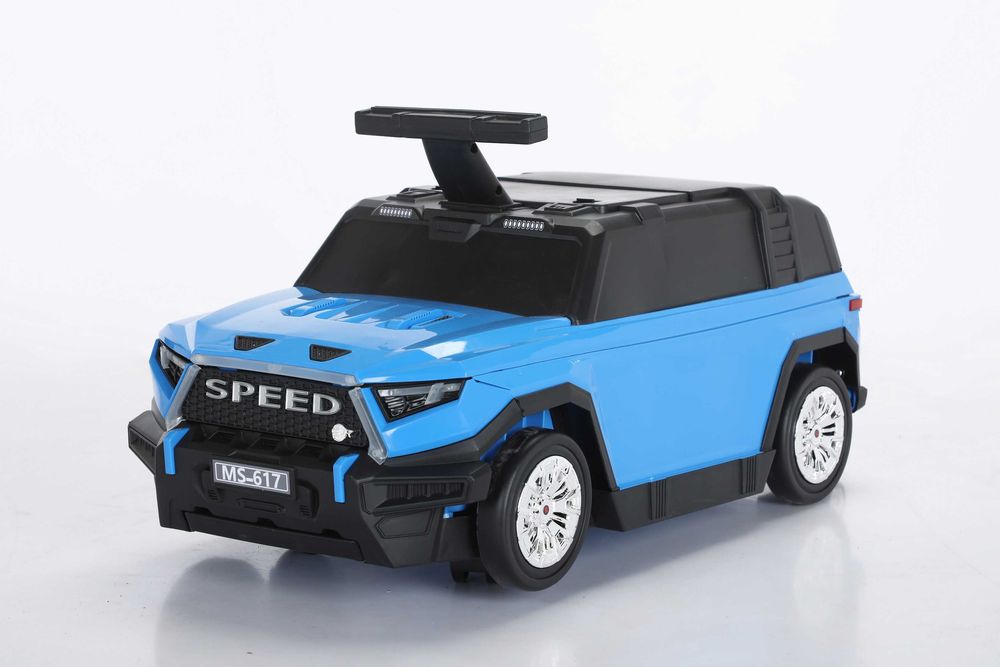 Valiza tip masinuta, Kinderauto SPEED, multifunctionala 2 in 1 #Blue