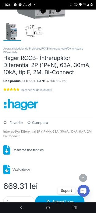 Siguranță 63 hager preț mai bun la toate 5