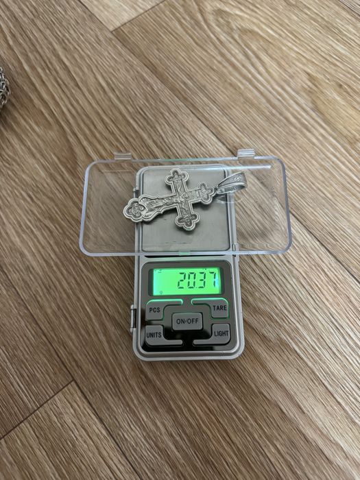 Цепь серебрянная с крестом