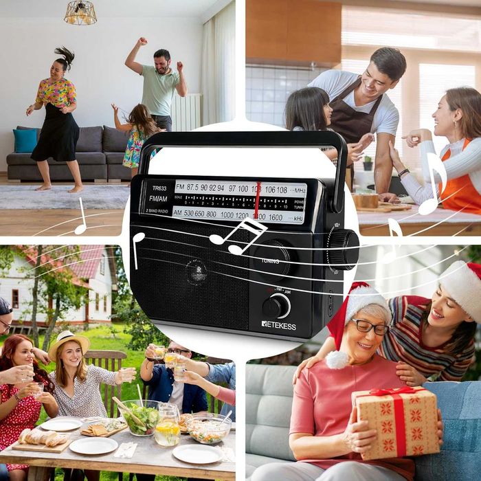Retekess TR633 портативен ​​FM/AM радиоприемник/радио,с кабел за 220V и на батерии