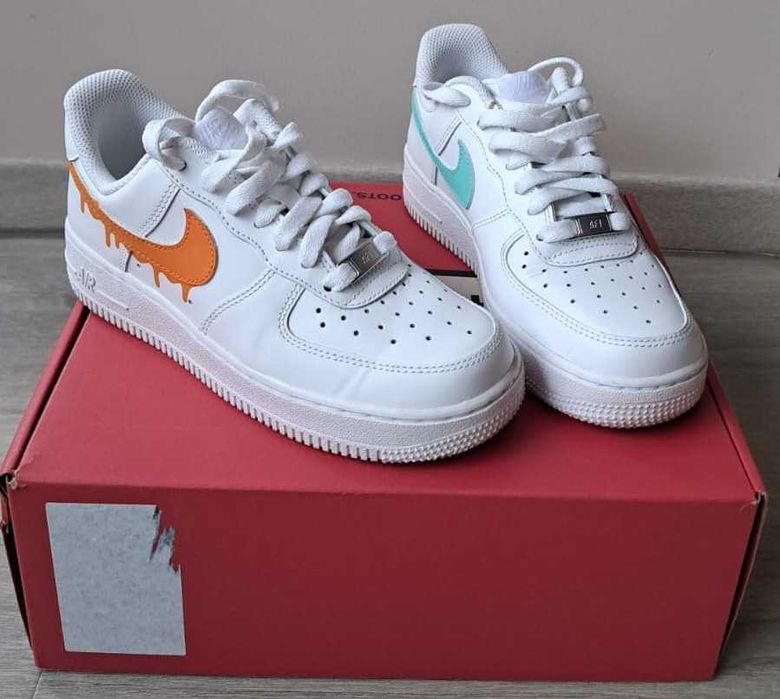 Nike Air Force 1 Low Albi, customizati de Graure, 36, Impecabili!
