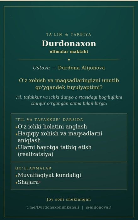MUVAFFAQIYAT KUNDALIGI 21 kunlik odatlarni tuzish qo'llanmasi. Super!