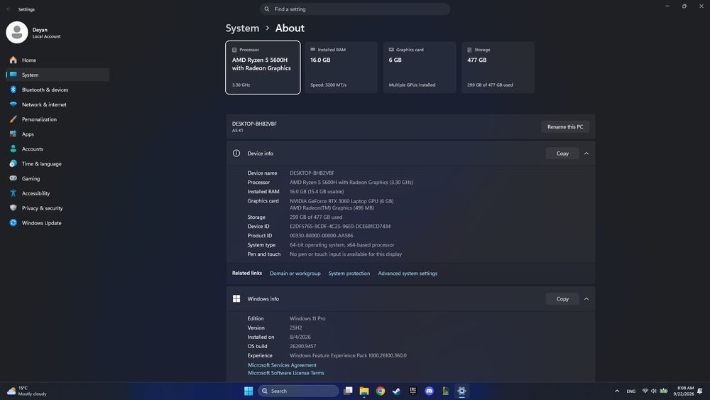 Геймърски Лаптоп Gigabyte / R5 5600H / RTX 3060 / 16GB Ram
