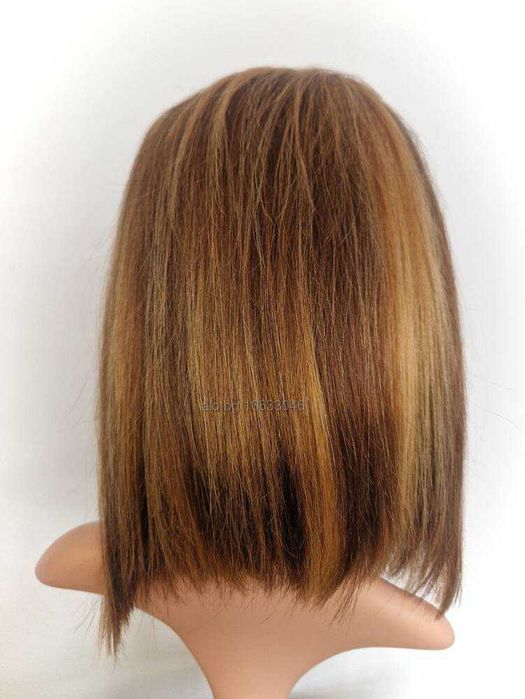 Естествена медено руса перука със светли кичури и дантела 13х4