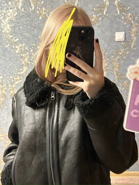 дубленка черная h&m