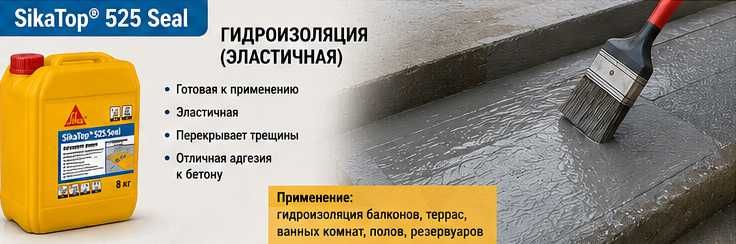 SikaTop 525 Seal — Balkon va teraslar uchun elastik gidroizolyatsiya.
