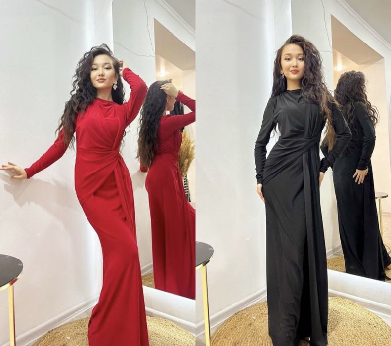 красное нарядное платье