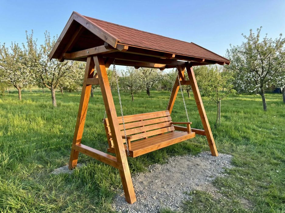 Balansoar de grădină din lemn masiv - construit manual