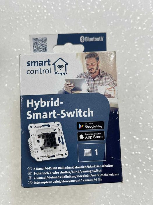 Comutator inteligent hibrid Kopp Smart-Control, controlul obloanelor rulante, jaluzelelor și copertinelor, compatibil cu Amazon Alexa și Google Home
