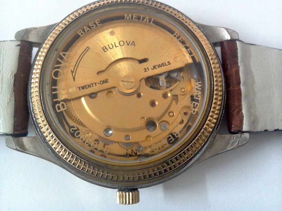 Ceas elvetian automatic BULOVA 21 rubine 37 x 43 mm fc, curea crocodil