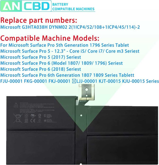 Батерия за лаптоп G3HTA038H за Microsoft Surface Pro