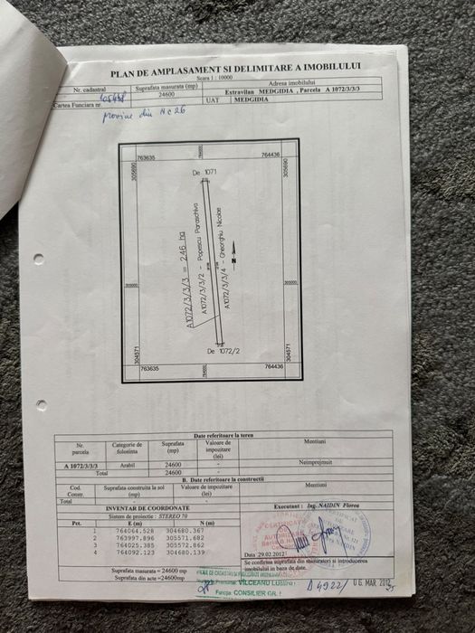 Teren Agricol Valea Dacilor Medgidia , 2.46 Hectare in arenda la Mitroi .