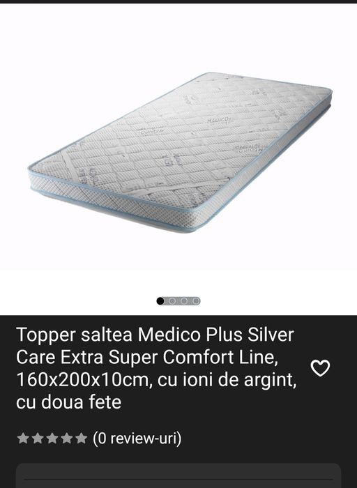 Topper saltea Medico Plus Silver Care Extra Super Comfort Line, 160x20