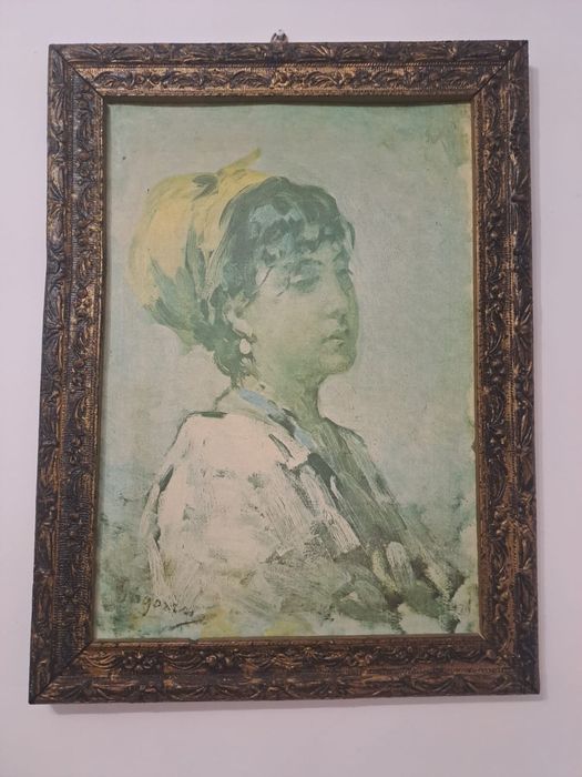 Tablou vechi Nicolaie Grigorescu ,,Fata cu basma galbena “