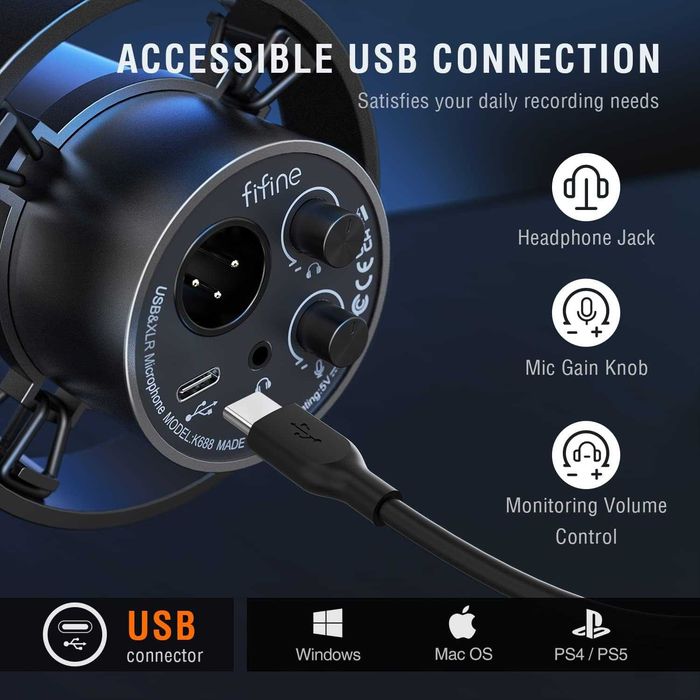 Microfon dinamic de studio FIFINE K688 XLR/USB