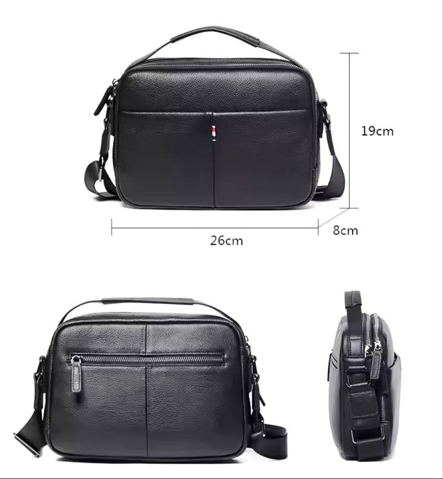 Мъжка кожена чанта за през рамо•Ежедневна сЛуксозно/Правоъгълен дизайн