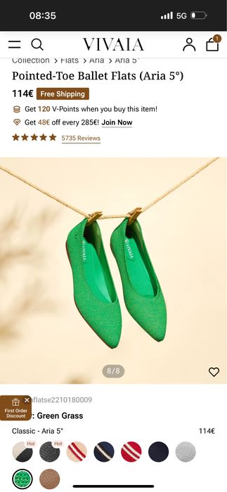 Vivaia balerini verzi, noi