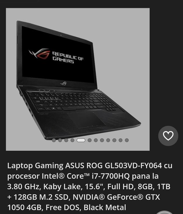 Asus laptop gaming i7 model gl503vd