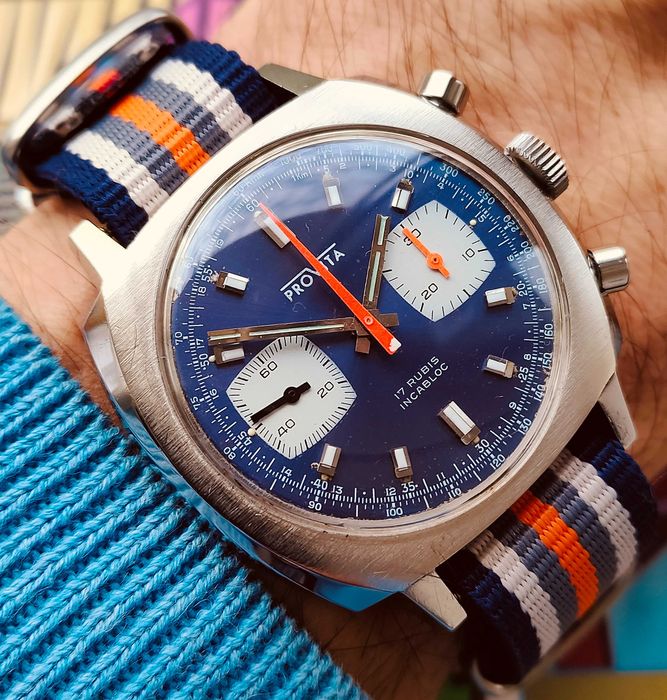 Ceas Cronograf Provita cal Elvetian Valjoux 7733 Otel 39mm accesoriu