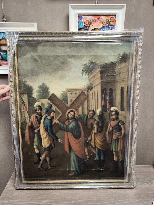 Продавам огромна картина масло върху платно 18 век Витлеемска сцена