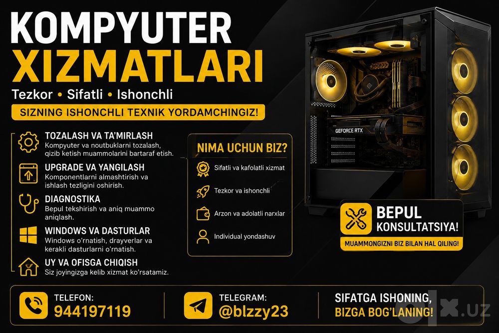 Kompyuter ta'mirlash va sozlash xizmatlari | Windows | Dasturlar