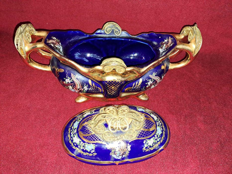 supiera centru de masa fructiera portelan manere bronz