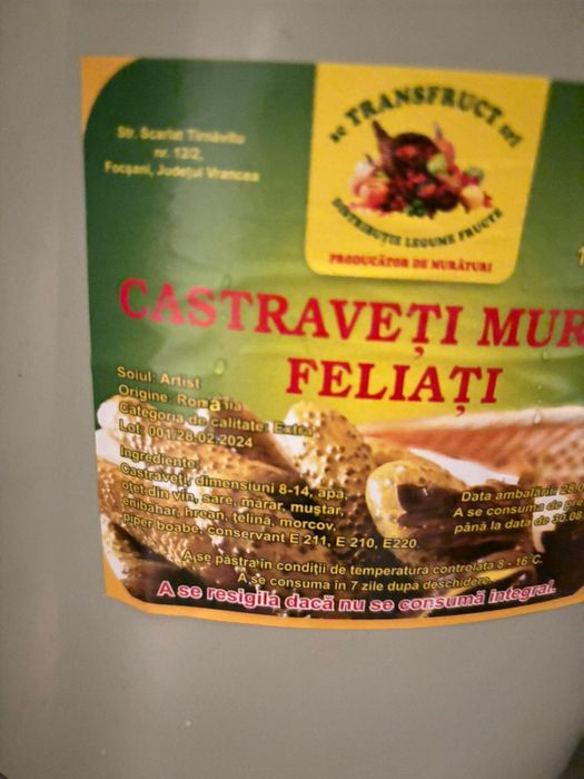 Vând castraveți murați  feliați prod 2025