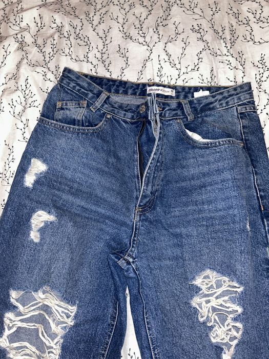blugi rupti denim albastru