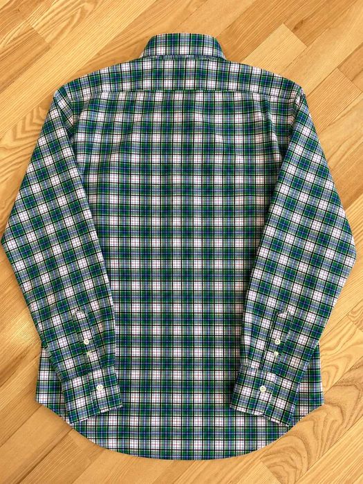 Cămașă bărbați Ralph Lauren Slim Fit în carouri tartan verde bleumarin, 100% bumbac, mărimea M