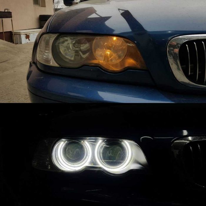 Lupe pentru Far BMW E46 Lupe Bixenon+Xenon Canbus+Inele Angel Eyes