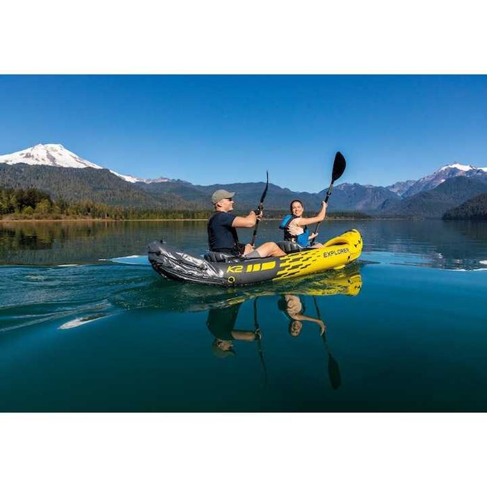 Надуваем двуместен каяк Intex Explorer K2