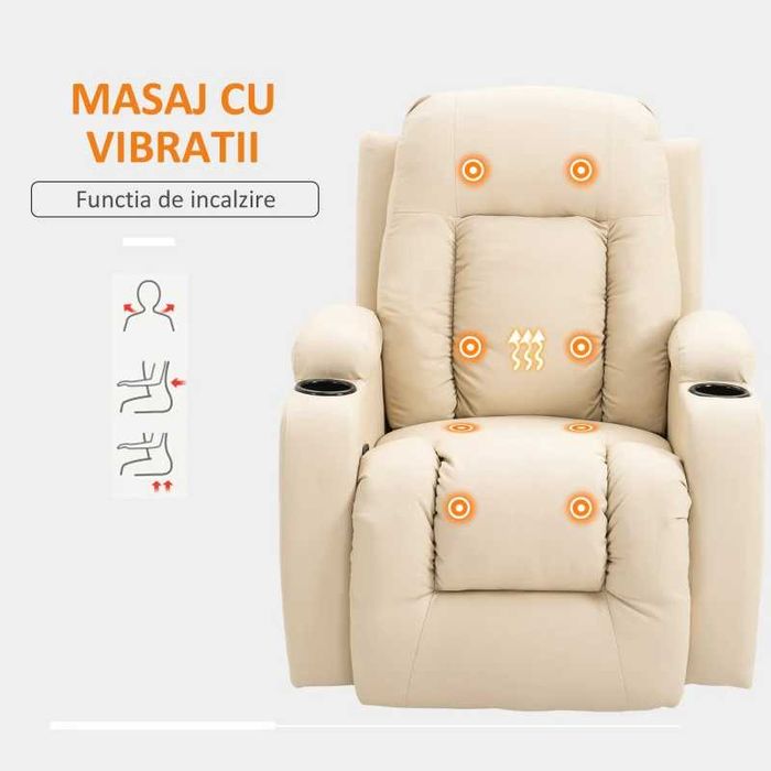 Fotoliu Relax – Rabatabil cu Masaj & incalzire , HOMCOM x2