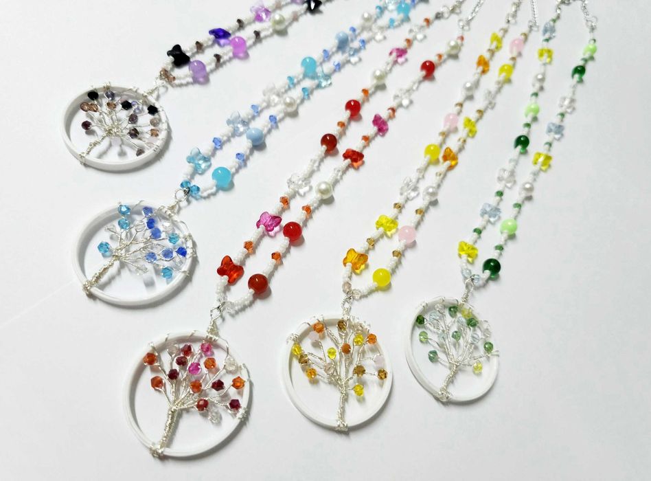 Coliere handmade Pomul vietii, Tree of life, multe culori, unicate