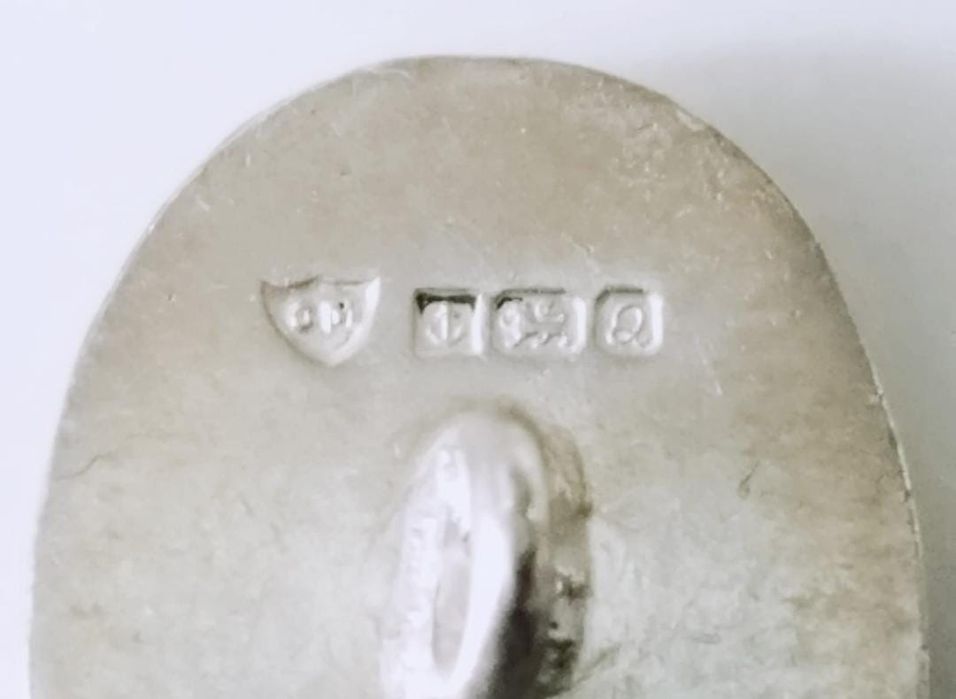 Vechi nasture argint 925 buton scarabeu cu email rosu Anglia