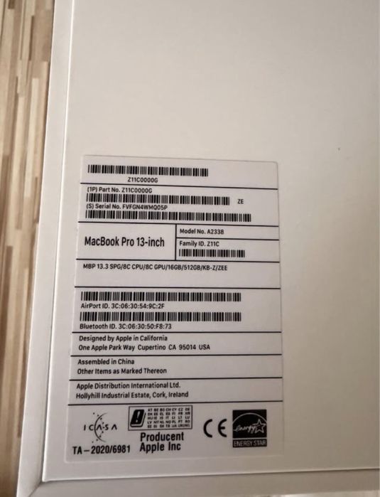 Macbook Pro M1 / 16 RAM/ 512SSD