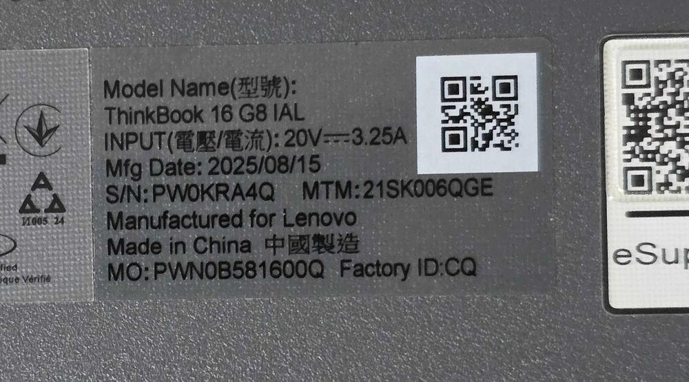 Lenovo Thinkbook 16 G8 IRL intel ultra 5 225U 16Gb 512Gb