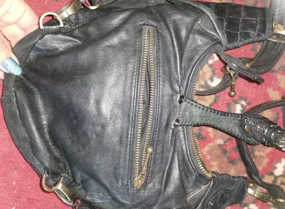 Geanta/ghiozdan din piele naturala Unik, stil gothic, rock